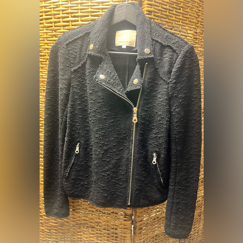 Rebecca Taylor-‎ Black, Exc Boucle Moto Jacket- Size: 4